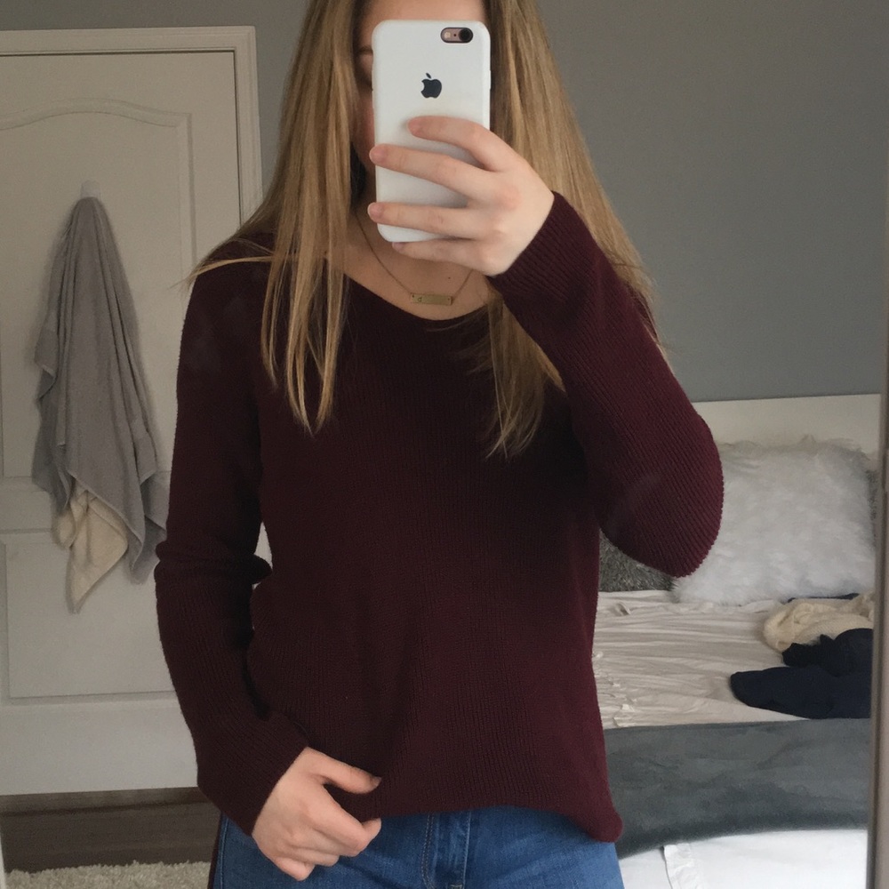 STRAPPY BACK RED SWEATER